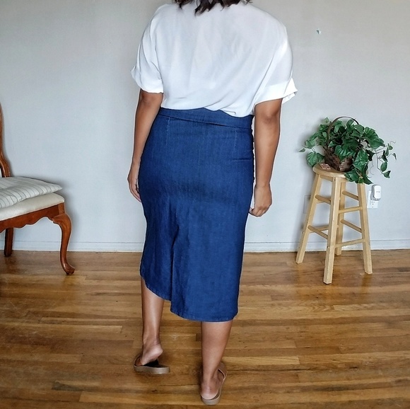 🏷CLEARANCE PARDON ME GROMMET MIDI DENIM SKIRT - Picture 5 of 6